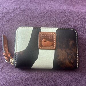 Dooney & Bourke Zebra Leather Zip Around Credit Card Case